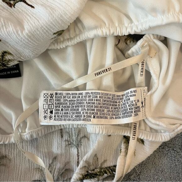 Forever 21 White Palm Tree Crop Top Tie Strap Summer Resort Beachwear Sz Small - Picture 8 of 9